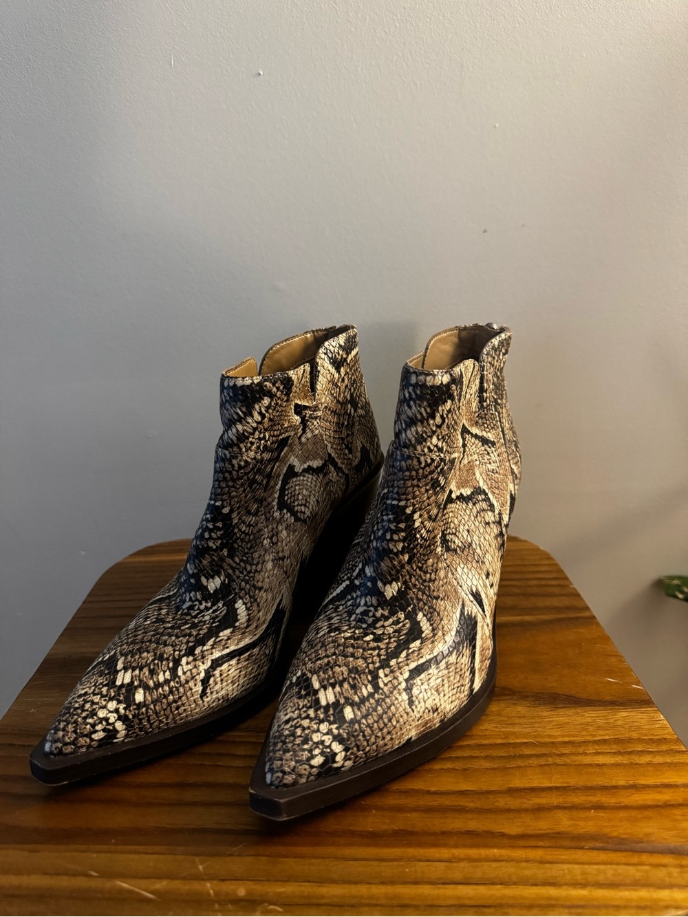 Vince Camuto Snake Print Wedge Booties - Black & Brown - Picture 4 of 4